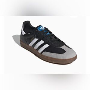 adidas Samba Vegan Black Leather White Stripes Grey Suede Top Size 6 women’s